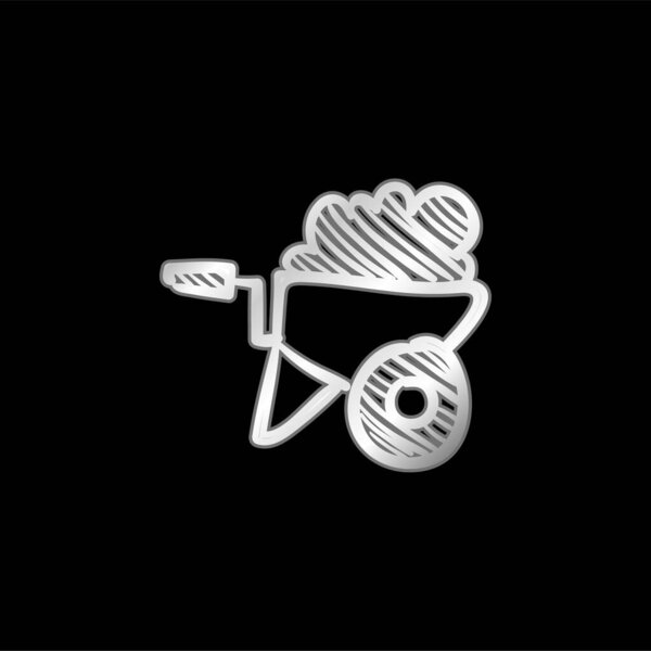 Бэрроу полный строительных материалов Ручной рисунок инструмент серебристый металлический значок