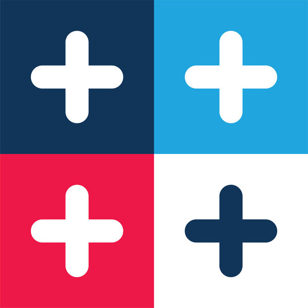 Addition Sign blue and red four color minimal icon set