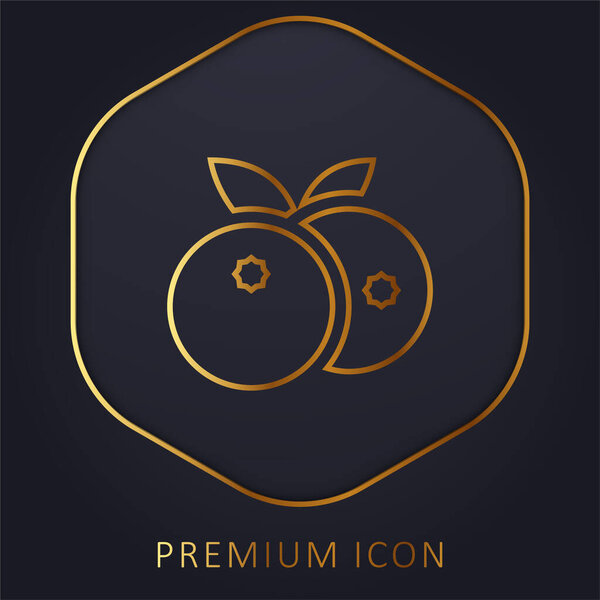 Blueberries golden line premium logo or icon