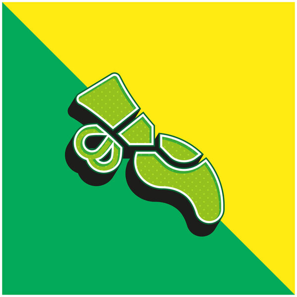 Балет Зеленый и желтый современный 3D логотип векторной иконы