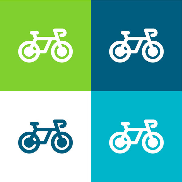 Bike Flat four color minimal icon set