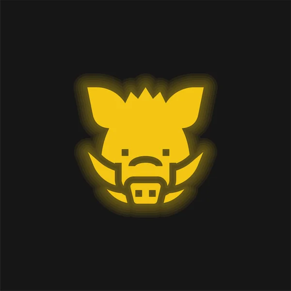 Boar Yellow Glowing Neon Icon — Stock Vector