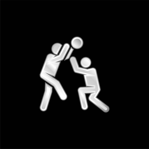 Basketball Player silver plated metallic icon