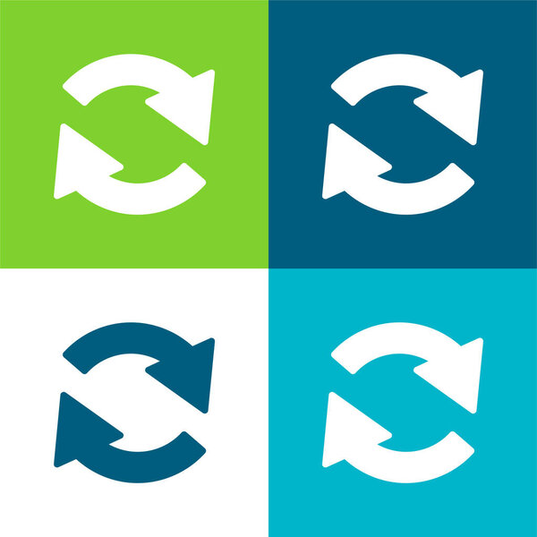 Стрелки по кругу из двух вращающихся в направлении Clockwise Плоский четырехцветный минимальный набор значков