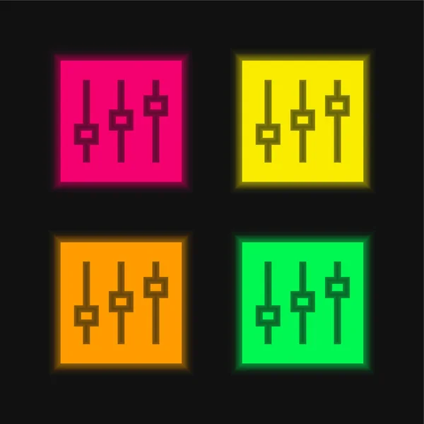 Ayarlama Dört Renk Parlayan Neon Vektör Simgesi — Stok Vektör