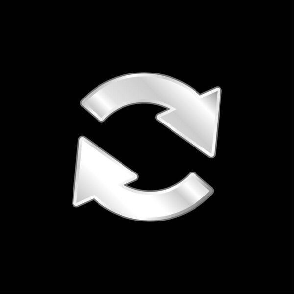 Arrows Circle Of Two Rotating In Clockwise Direction silver plated metallic icon