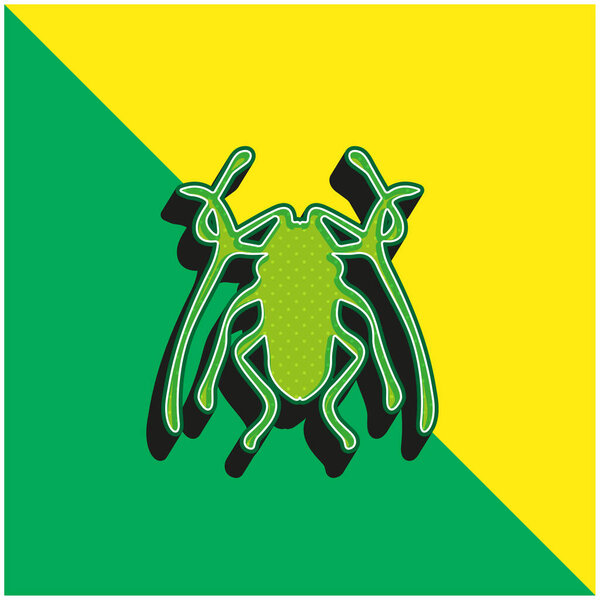 Beetle Insect Trictenotomidae Green and yellow modern 3d vector icon logo