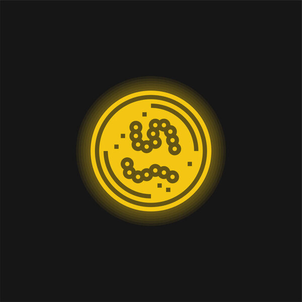 Bacteria yellow glowing neon icon