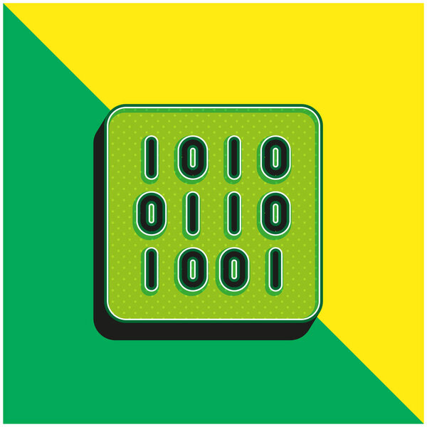 Бинарный код Зеленый и желтый современный 3D логотип векторной иконки