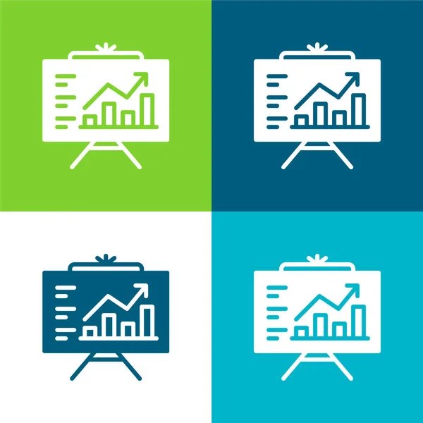 Analytics Flat Conjunto Iconos Mínimo Cuatro Colores — Archivo Imágenes Vectoriales