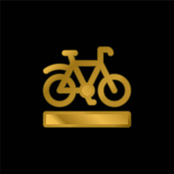 Bike Lane gold plated metalic icon or logo vector