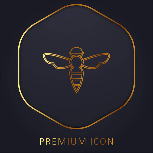 Bee With Sting Outline golden line premium logo or icon