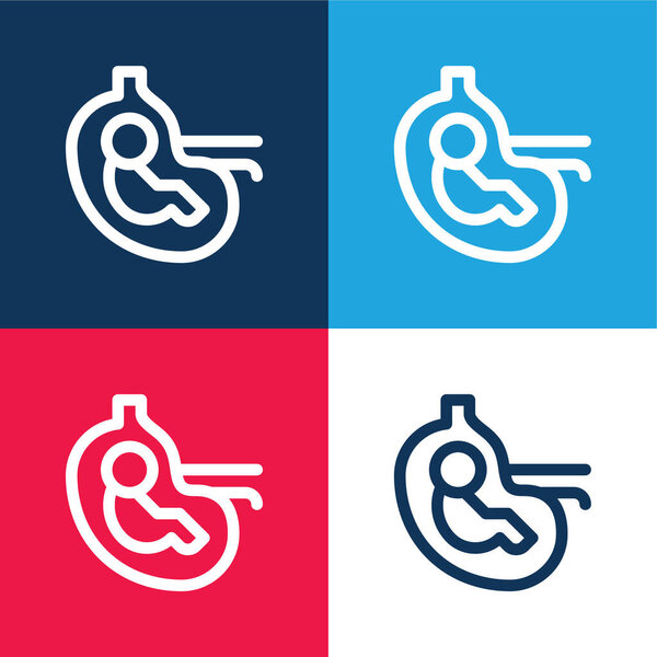 Baby blue and red four color minimal icon set