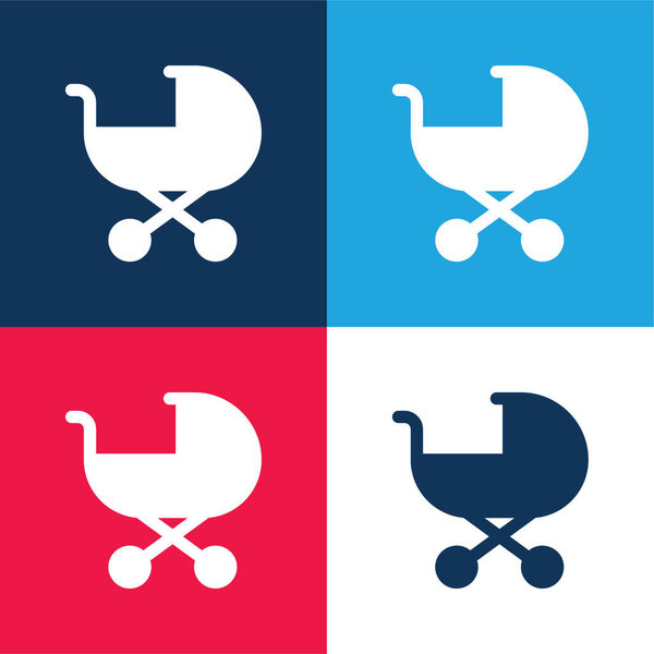 Baby Коляска синий и красный четыре цвета минимальный набор значков