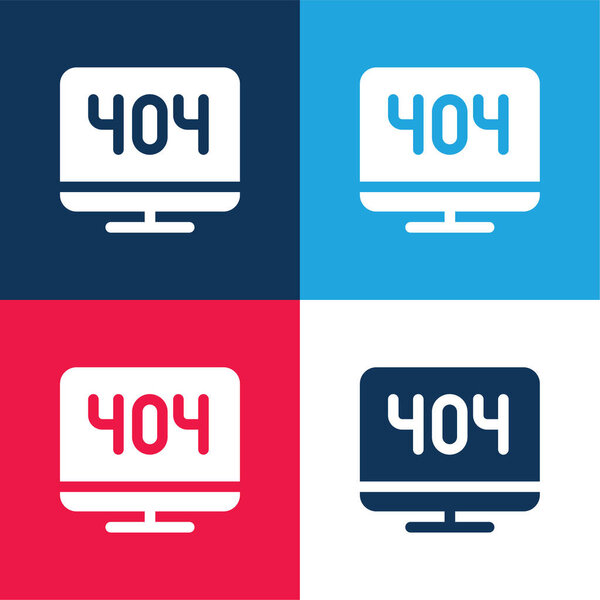 404 Error blue and red four color minimal icon set