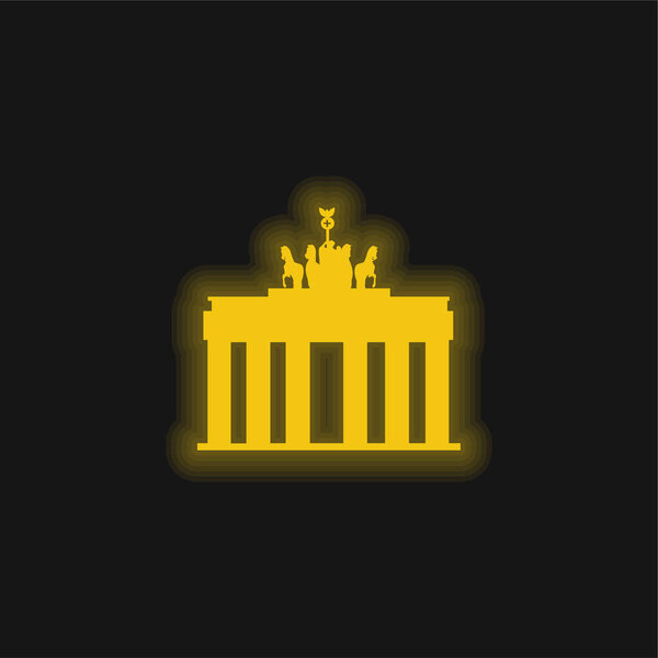 Brandenburg Gate yellow glowing neon icon