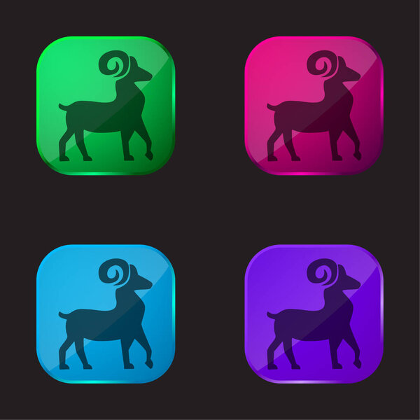 Aries Symbol four color glass button icon