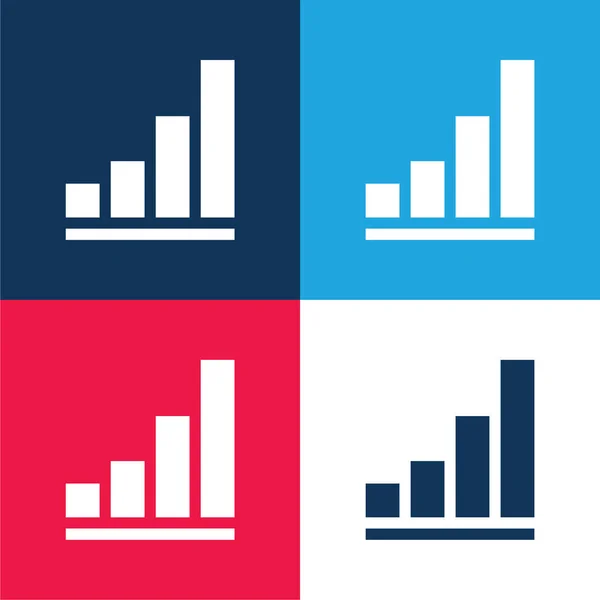 Bar Chart Blue Red Four Color Minimal Icon Set — Stock Vector