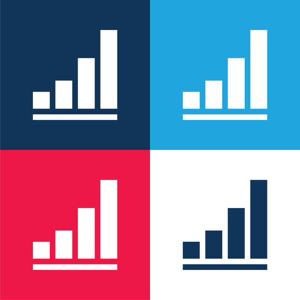 Bar Chart blue and red four color minimal icon set