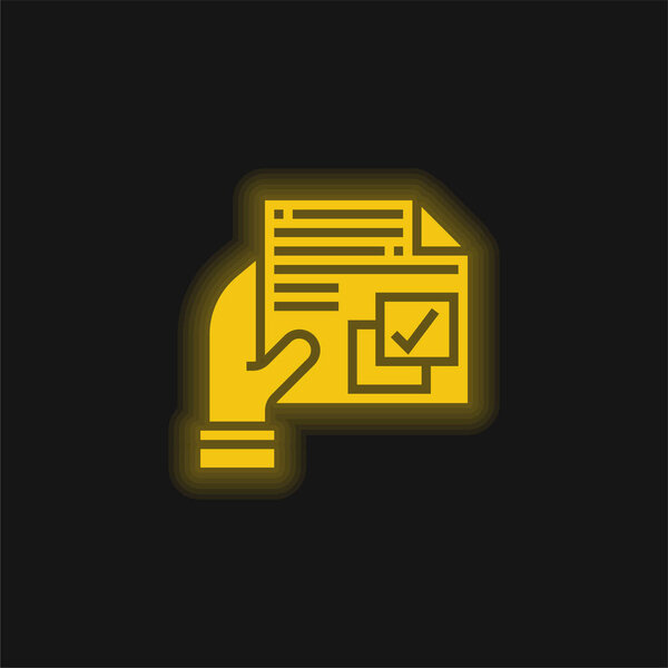 Agreement yellow glowing neon icon