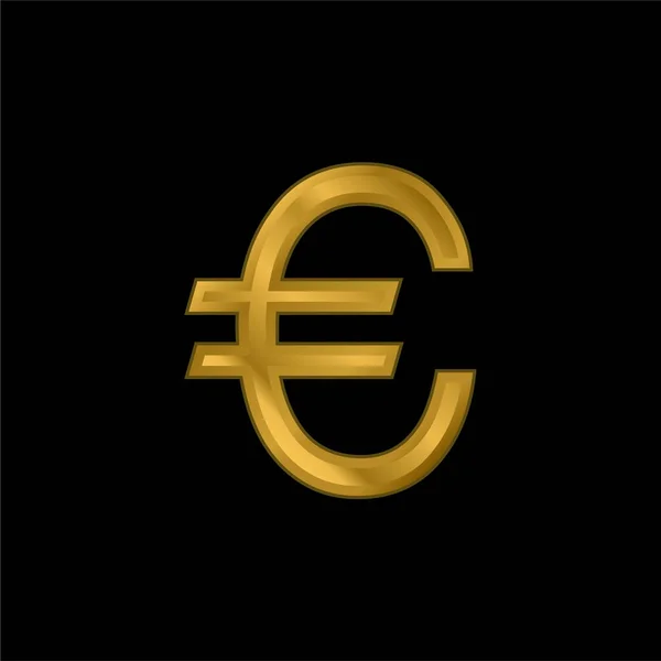 Gran Símbolo Del Euro Chapado Oro Icono Metálico Vector Logotipo — Vector de stock