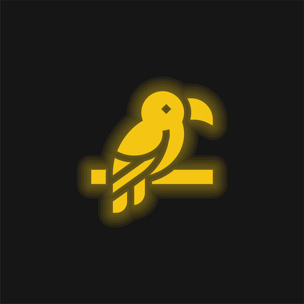 Bird yellow glowing neon icon