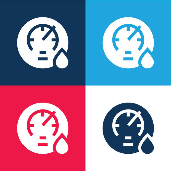 Barometer blue and red four color minimal icon set