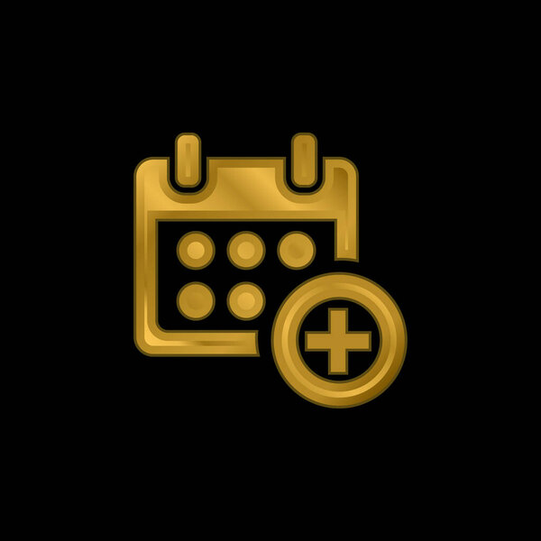 Add Calendar Symbol For Events gold plated metalic icon or logo vector