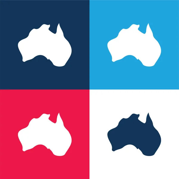 Австралия Синий Красный Четыре Цвета Минимальный Набор Значков — стоковый вектор