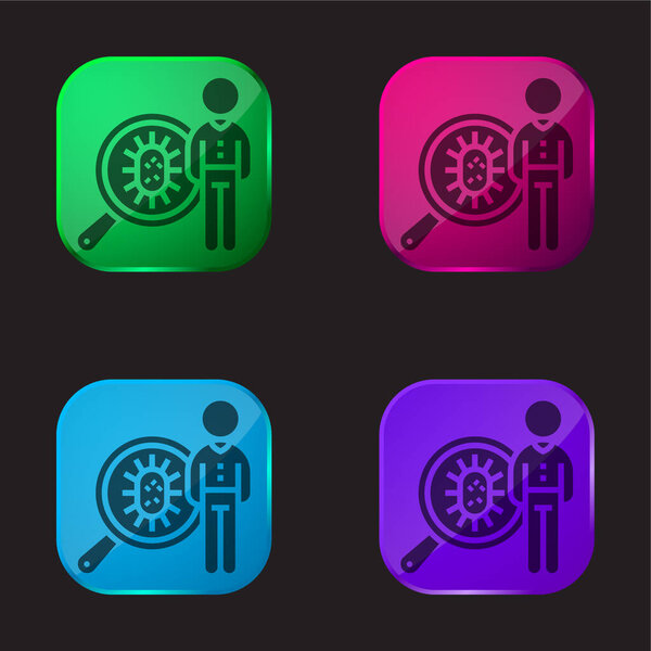 Bacteria four color glass button icon
