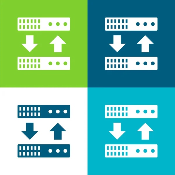 Backup Plano Quatro Cores Conjunto Ícones Mínimos — Vetor de Stock