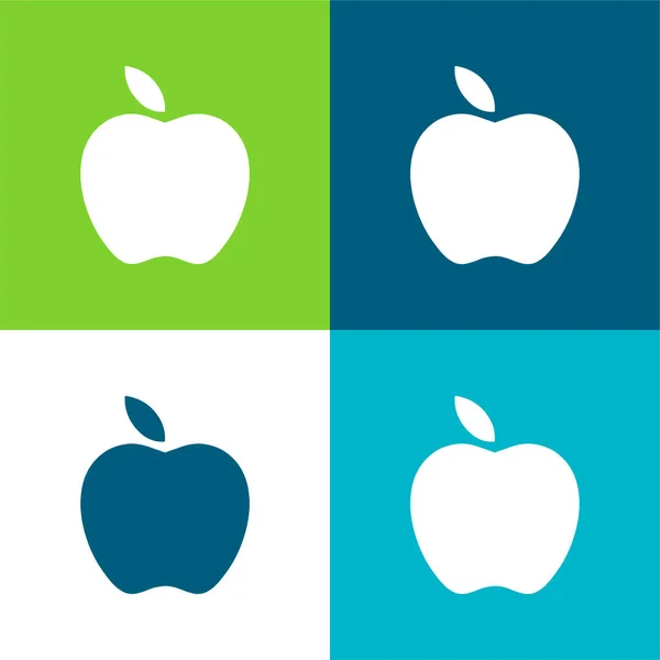 Apple Black Fruit Forme Plat Quatre Couleurs Minimum Jeu Icônes — Image vectorielle