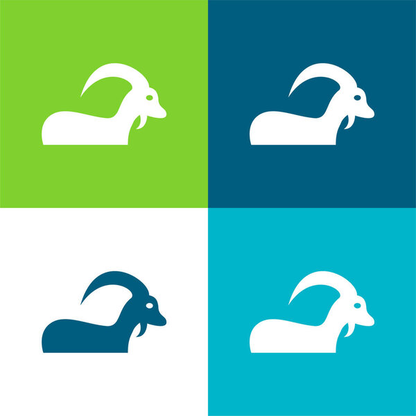 Aries Sign With Big Horns Flat four color minimal icon set