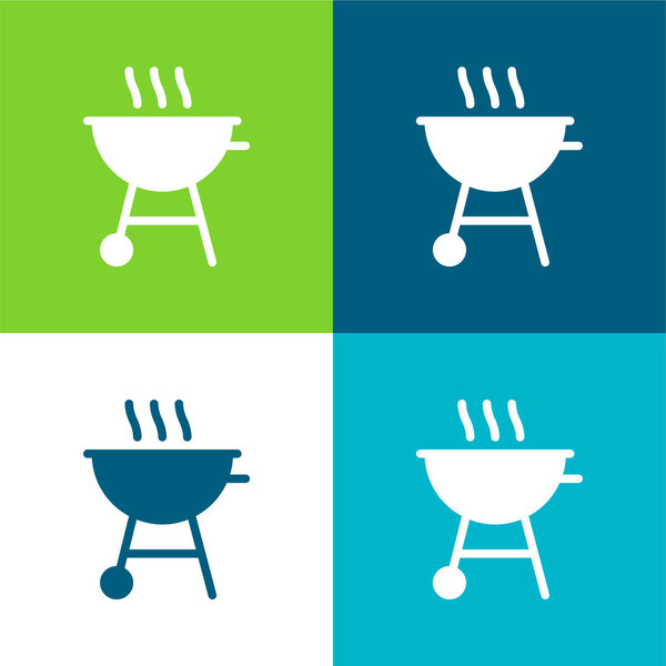 Bbq Flat four color minimal icon set