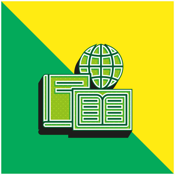 Books Green and yellow modern 3d vector icon logo