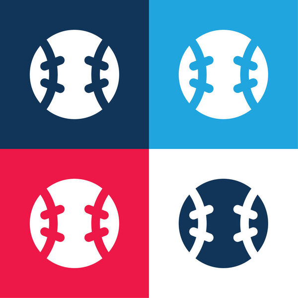 Бейсбольный мяч синий и красный четыре цвета минимальный набор значков