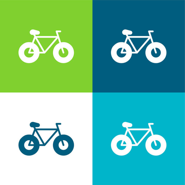 Bicycle Flat four color minimal icon set