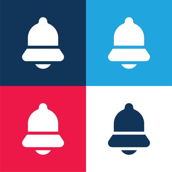 Bell blue and red four color minimal icon set