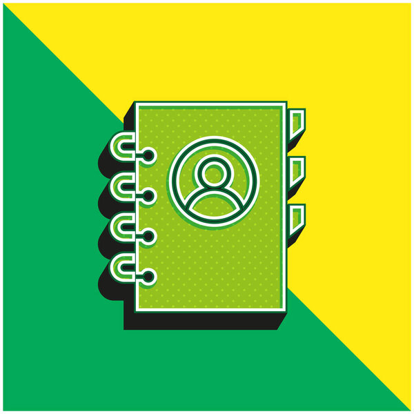 Addressbook Зеленый и желтый современный 3d векторный логотип