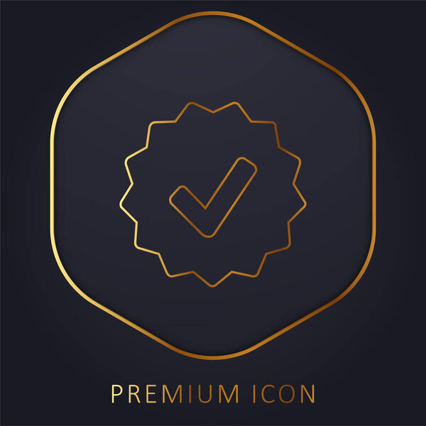 Approval Symbol In Badge golden line premium logo or icon