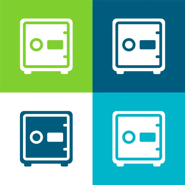 Caja Fuerte Grande Conjunto Iconos Mínimo Cuatro Colores — Vector de stock