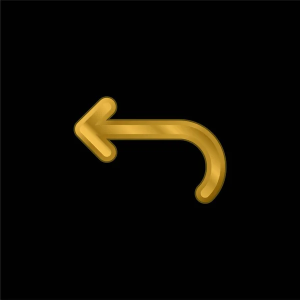 Back Curved Arrow Gold Plated Metalic Icon — 스톡 벡터