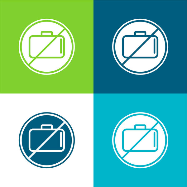 Baggage Ban Signal Flat four color minimal icon set