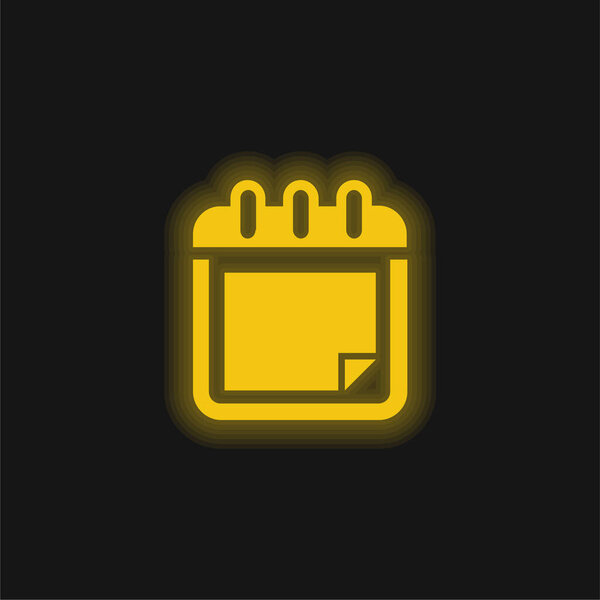 Black Calendar Page yellow glowing neon icon