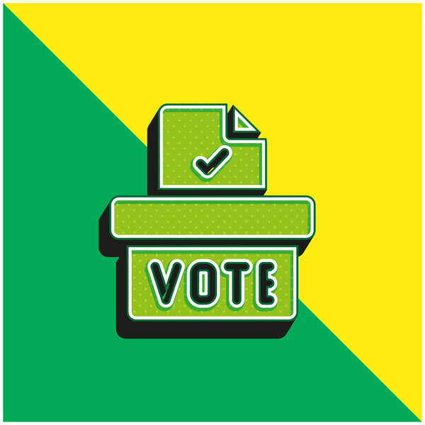 урна для голосования зеленый и желтый современный 3d логотип вектора
