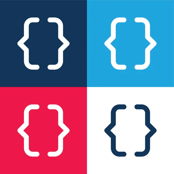 Brackets Blue Red Four Color Minimal Icon Set — Stock Vector