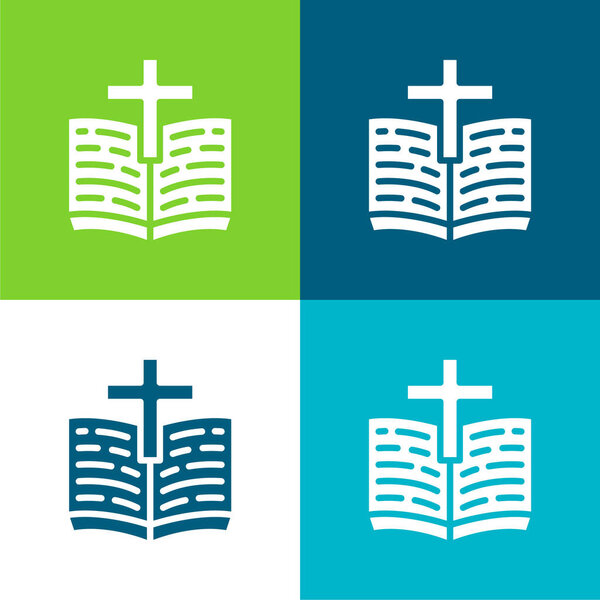 Bible Flat four color minimal icon set
