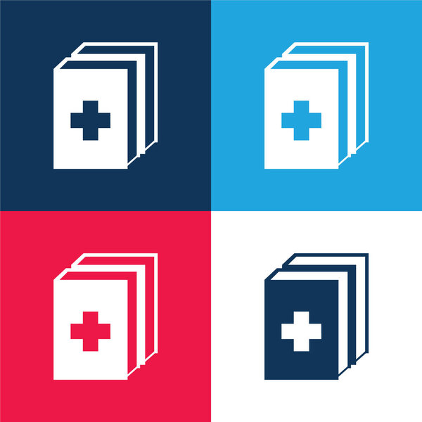 2 Medicine Kit blue and red four color minimal icon set