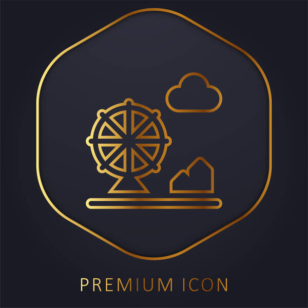 Amusement Park golden line premium logo or icon