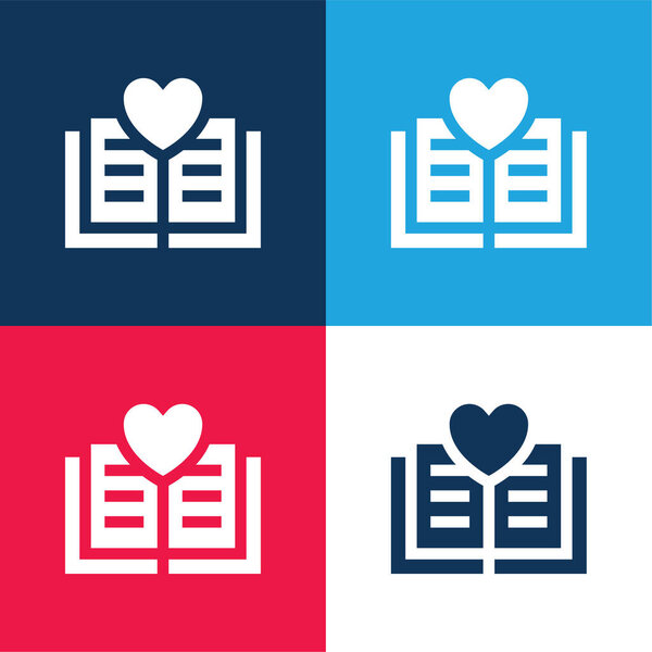 Книга синий и красный четыре цвета минимальный набор значков